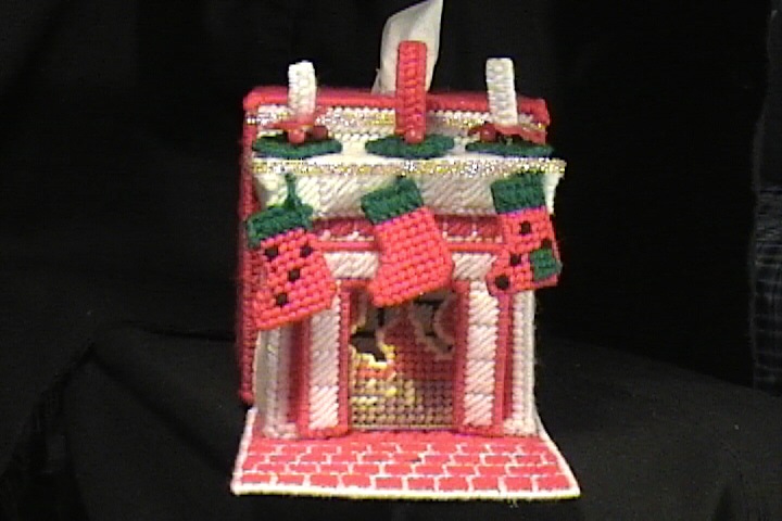 Christmas Stocking Fireplace Tissue Box Cover