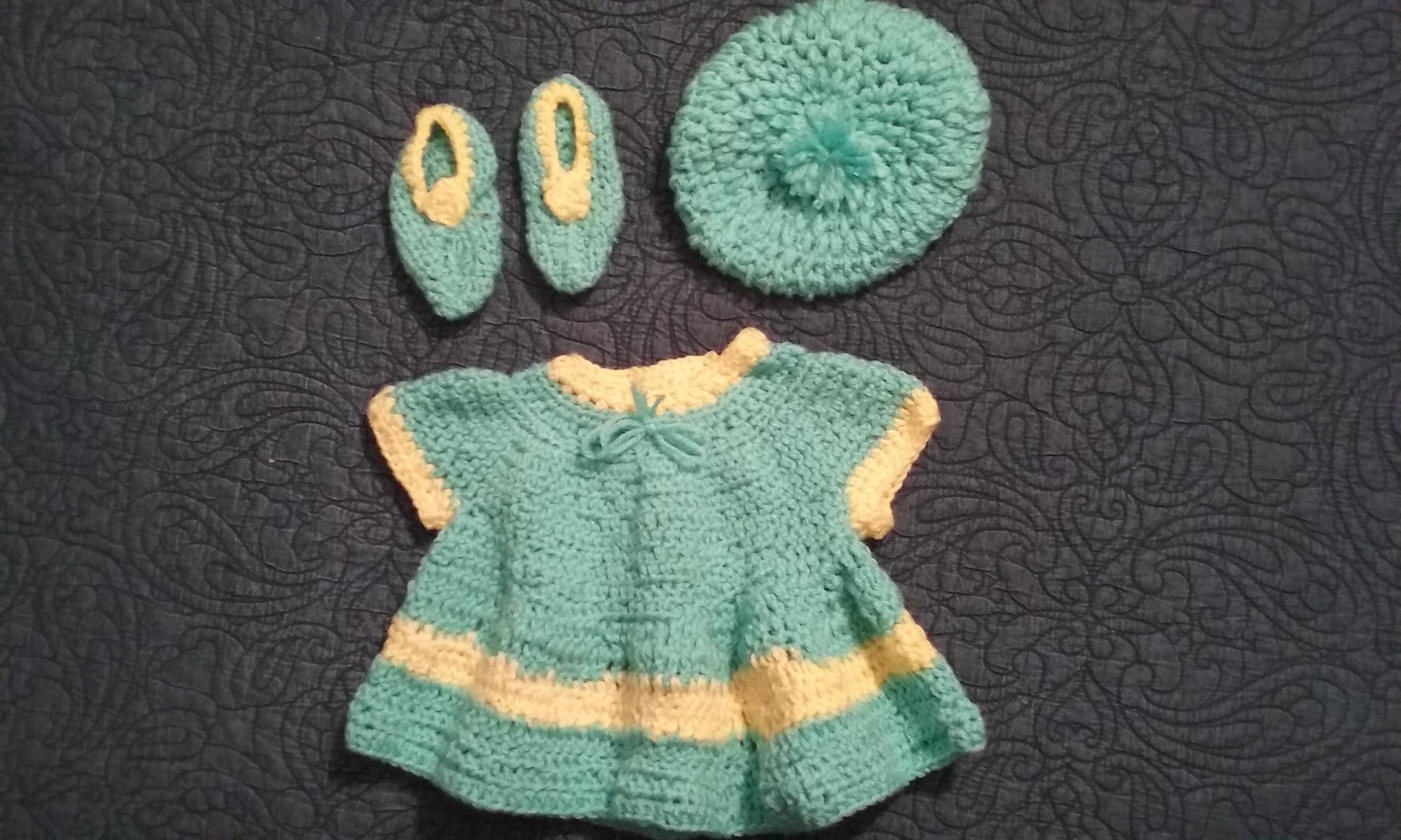 Crochet Green and Yellow Doll Ensemble